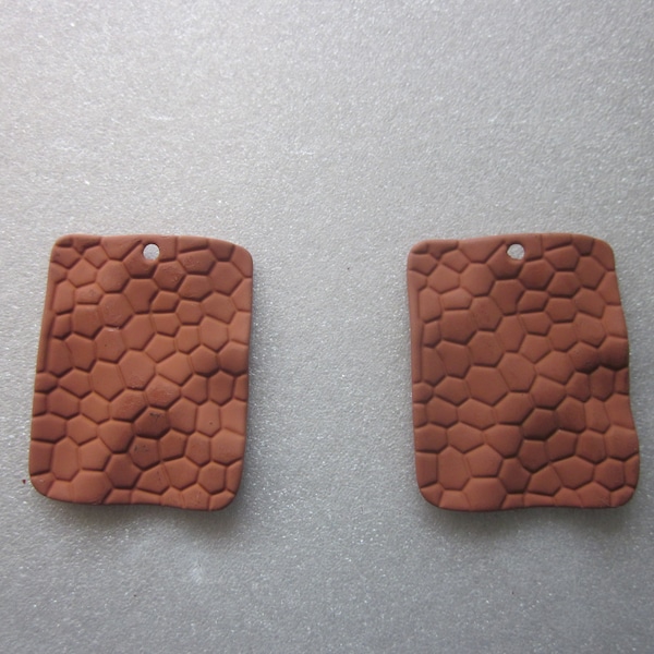 Tan Zinc Alloy Rectangle Pebble Pendants 25x20mm 2 Pendants