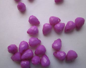 Purple/Pink Teardrop Acrylic Beads 8mm 10 Beads