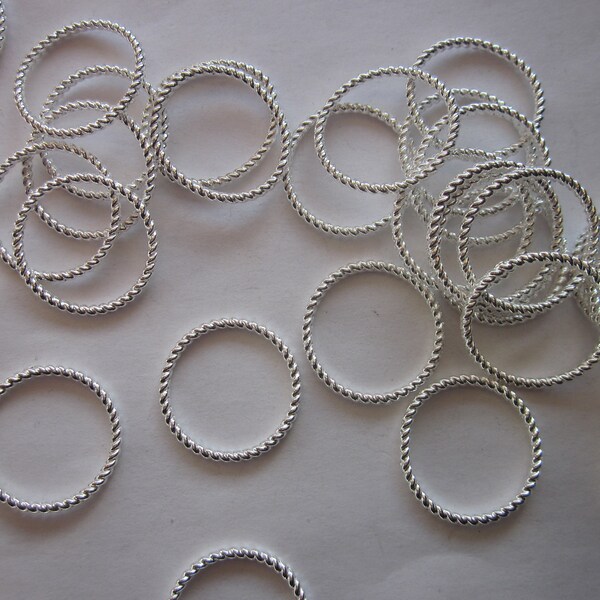 Silver Zinc Alloy Closed Jump Rings 18mm 10 Jump Rings