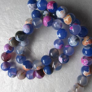 Purple Pink Multi Color Round Fire Agate Beads 8mm 20 Beads