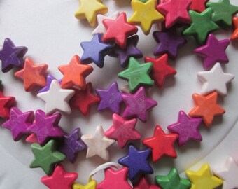 Multi Color Resin Star Beads 14x14mm 10 Beads