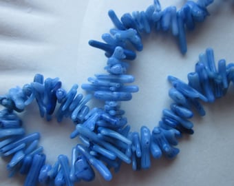 Blue Coral Chip Beads 5-14mm 15 Inch Strand