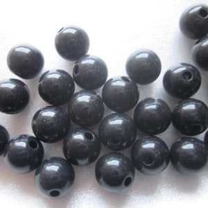 Black Round Acrylic Beads 10mm 14 Beads