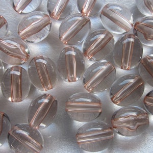 Clear and Peach Oval Acrylic Beads 13x11mm 7 Beads
