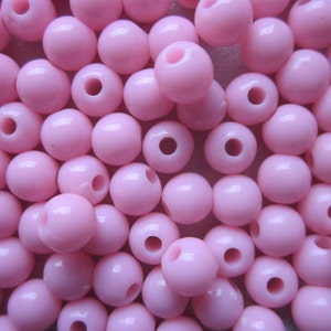 SALE Pink Acrylic Beads Opaque Round Plastic 6mm 30 Beads image 2