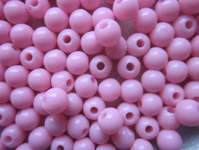 SALE Pink Acrylic Beads Opaque Round Plastic 6mm 30 Beads image 2