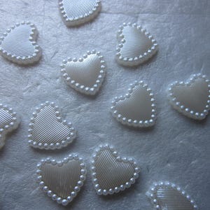 Acrylic Heart Pearl Cabochons 14mm 10 Cabochons