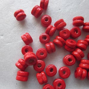 Red Wood Tube Beads 6mm 20 Beads