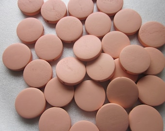 Peach Wood Coin Beads 19-20mm 10 Beads