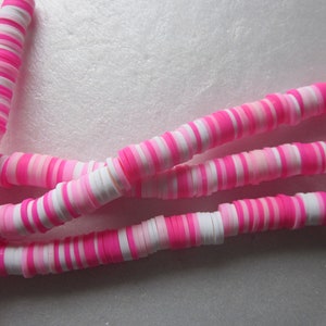 Pink White Polymer Clay Beads 8mm 100 Beads
