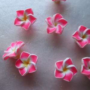 Pink Polymer Clay Flower Beads 15mm 10 Beads