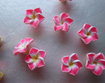 Pink Polymer Clay Flower Beads 15mm 10 Beads