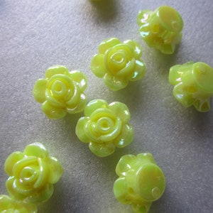 Yellow Flower Acrylic Beads 13mm 10 Beads