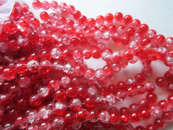 10mm red crackle beads - Red crackle glass beads - Round beads - Red round  crackle glass bead - Spray Painted Crackle Glass Beads (232)