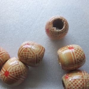 Beige Wood Drum Beads 16mm 10 Beads