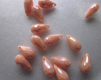 Peach Teardrop Acrylic Charms 16mm 4 Charms