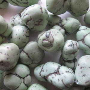 Apple Green Imitation Turquoise Nugget Beads 20-35mm 10 Beads