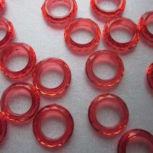 Red Donut Acrylic Beads 19.5mm 9 Beads