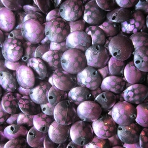 Purple and Black Acrylic Beads Flat Plastic Coin 12mm 20 Beads