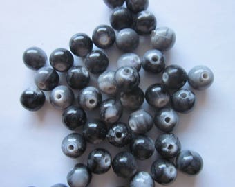 24 Pcs Vintage Grey Acrylic Ring Beads - 4x22mm Round Craft Beads, New Old Stock (NOS)