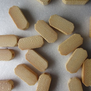 Tan Brown Wood Rectangle Beads 20x10mm 16 Beads