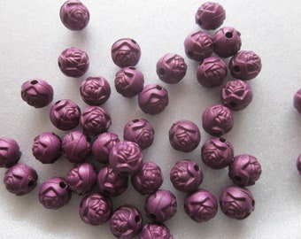 Purple Flower Acrylic Beads 8mm 20 Beads