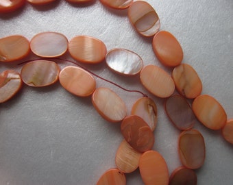 Orange Oval Mother of Pearl Shell Beads 15-16mm 12 Beads