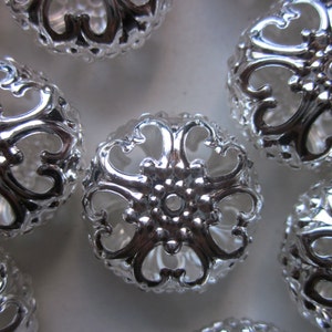 Silver Iron Filigree Coin Beads 23mm 12 Beads