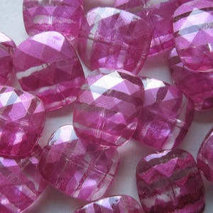 Pink Rectangle Acrylic Beads 23x20mm 10 Beads