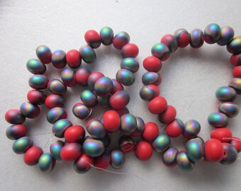 Red Pebble Glass Beads 8-9mm 14 Beads