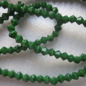 Green Bicone Glass Beads 4mm 24 Beads