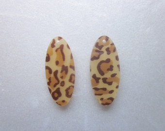 Leopard Print Acryl Anhänger 32x14mm 4 Anhänger