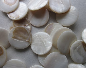 Mother of Pearl Shell Coin Beads 29-30mm 8 Beads