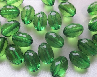 Green Oval Faceted Acrylic Beads 16x11mm 10 Beads