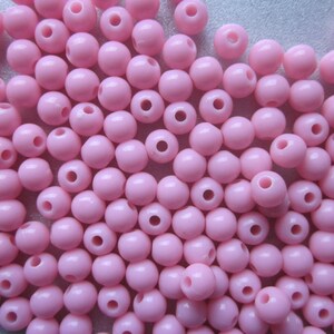 SALE Pink Acrylic Beads Opaque Round Plastic 6mm 30 Beads image 1