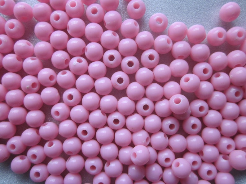 SALE Pink Acrylic Beads Opaque Round Plastic 6mm 30 Beads image 1