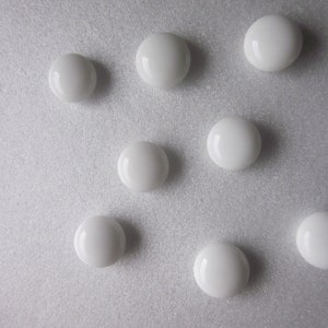 White Glass Cabochons 11mm 8 Cabochons