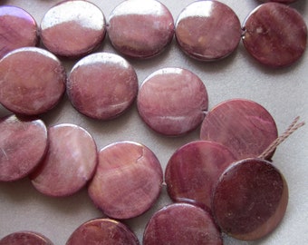 Plum Coin Mother of Pearl Shell Beads 19-20mm 10 Beads