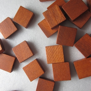 Brown Wood Square Beads 15x15mm 10 Beads