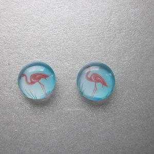 Cabochões de Vidro Flamingo Azul Rosa 12mm 4 Cabochões