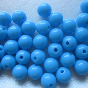 Blue Round Acrylic Beads 10mm 16 Beads