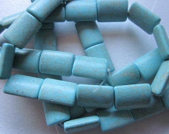 Blue Retangle Magnesite Beads 18x13mm 10 Beads