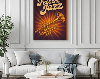 Retro Jazz Music Poster: Bold Colorful Print (Digital Download)