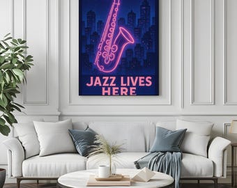 City Jazz Nights Print: Retro Music Poster (Digital Download)