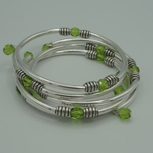 Silver Bangles , Peridot and Silver Bangles, Green Bangles, Peridot Bracelet