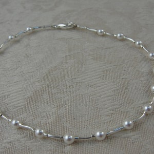 Swarovski Pearl and Silver Anklet, Wedding Anklet