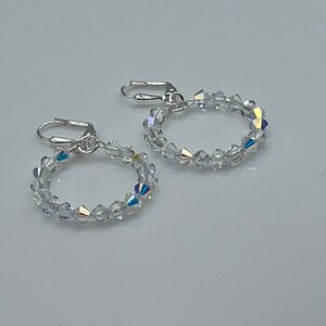 Crystal Hoops, Small Crystal Hoops, Crystal Lever Back Earrings, Wedding Earrings, Crystal Earrings image 7