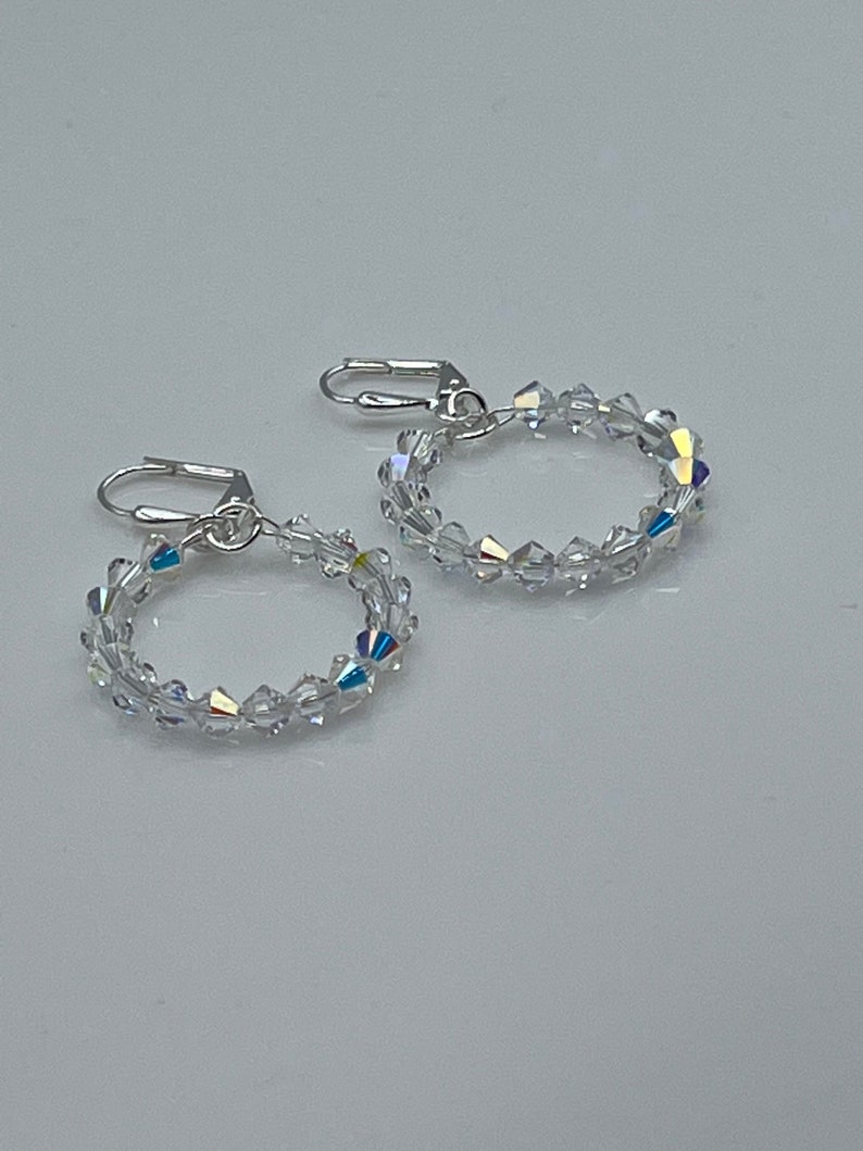 Crystal Hoops, Small Crystal Hoops, Crystal Lever Back Earrings, Wedding Earrings, Crystal Earrings image 7