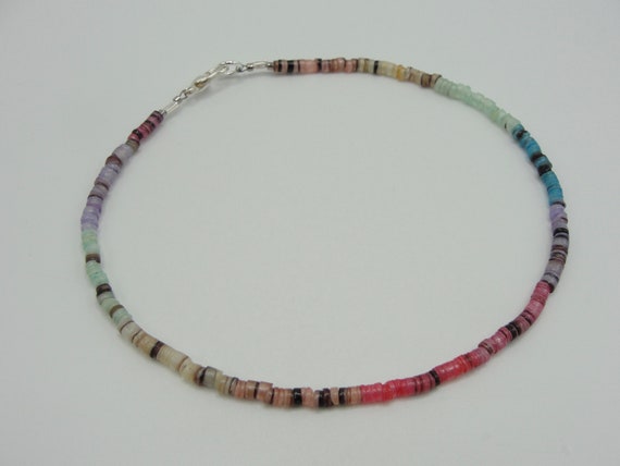 Delicate Rainbow Heishi Shell Anklet, Rainbow Shell Anklet 2mm Beads, Light and Delicate Shell Anklet