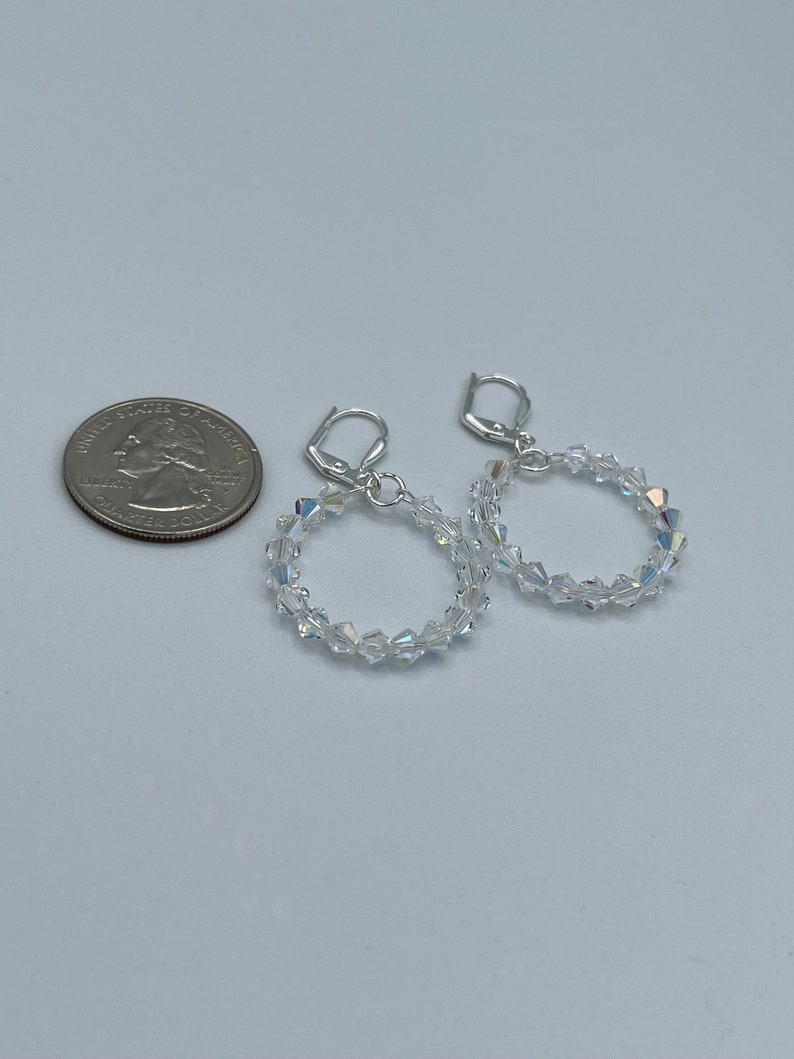 Crystal Hoops, Small Crystal Hoops, Crystal Lever Back Earrings, Wedding Earrings, Crystal Earrings image 4